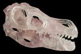 Carved Rose Quartz Dinosaur Skull - Roar! #227040-2
